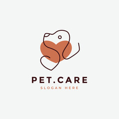 pet care dog cute animal friend mammal pet shop hospital logo design vector design