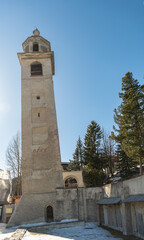 Obraz premium Leaning tower in the center of Saint Moritz in Switzerland
