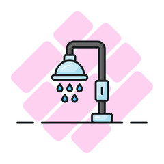 An amazing vector of shower with water drops, icon of taking ghusl