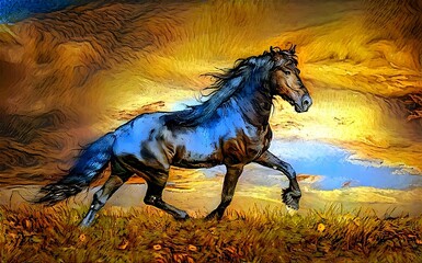 horse on plains - generative ai