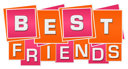 Best Friends Orange Pink Squares Stripes 