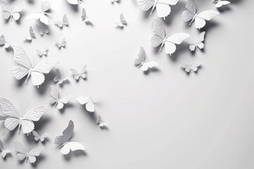 beautiful butterflies copy space frame isolated on a white background wall generative ai
