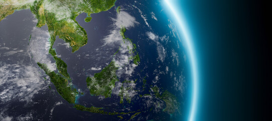 Fototapeta premium Planet Earth close-up view from space 3d