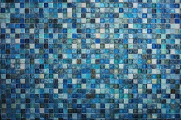 Blue Mosaic: A beautiful blue mosaic texture wallpaper that features a range of blue shades in a classic square mosaic pattern.