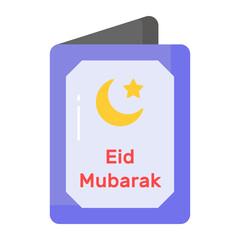 Eid mubarak greeting card in modern style easy to use icon, premium vector