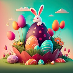 easter bunny with eggs