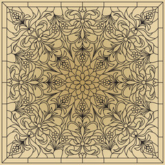 Fototapeta premium Vector square classic black and gold european ornament. pattern rectangle tiles of ancient Greece and the Roman Empire.