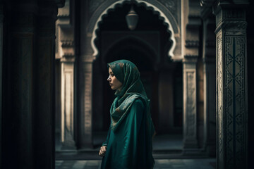 Fototapeta na wymiar Muslim women in the mosque, generative ai