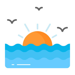 Beautifully designed vector of sunset in trendy style, premium icon