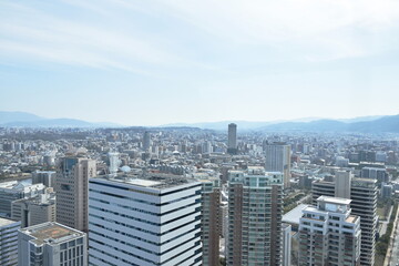 Obraz premium cityscape from Fukuoka tower third tallest and travel location building in japan