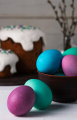 Easter cakes, eggs and willow