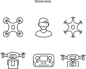 Drone outline icon, Drone delivery vector line icons set. Drone, Delivery, Aerial, Autonomous, Shipping, Service, Logistics illustration outline concept symbols and signs