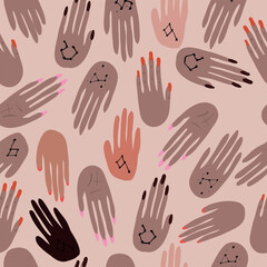 Obraz premium Seamless pattern with woman's hands . Background for textile, fabric, stationery, clothes, accessories and other designs.