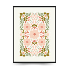 Abstract floral posters template. Modern trendy Matisse minimal style. Groovy. Hand drawn design for wallpaper, wall decor, print, postcard, cover, template, banner. 