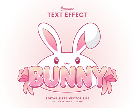 Premium Vector  Editable text effect bunny, 3d cartoon and funny