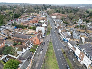 Esher town centre Surrey UK drone aerial view