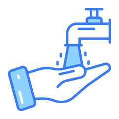 Hand with water tap showing concept of wudhu vector, easy to use icon