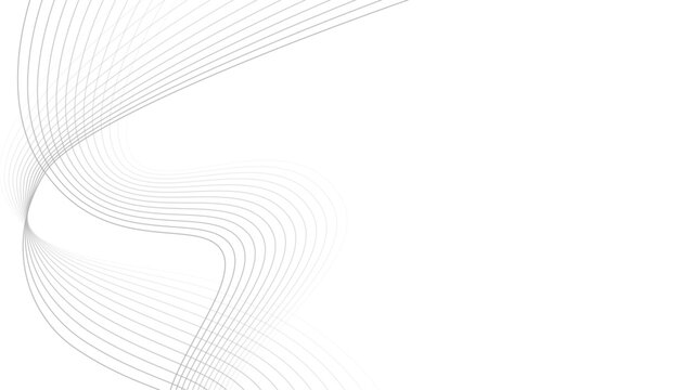 Grey vector waves on white background. Editable stroke