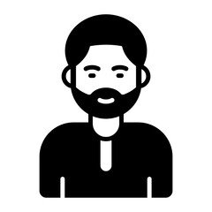 Cap on bearded man head showing icon of muslim man. editable vector