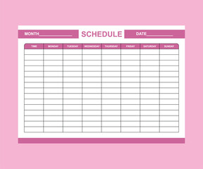 Simple blank meal planner template for one week, vector illustration, weekly schedule, diet meal plan 1