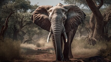 Fototapeta na wymiar Beautiful African Safari, A collection of photographs and illustrations showcasing the beauty and diversity of African wildlife, from majestic elephants , illustration Generative AI