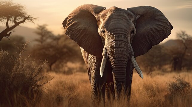 Beautiful African Safari, A collection of photographs and illustrations showcasing the beauty and diversity of African wildlife, from majestic elephants , illustration Generative AI