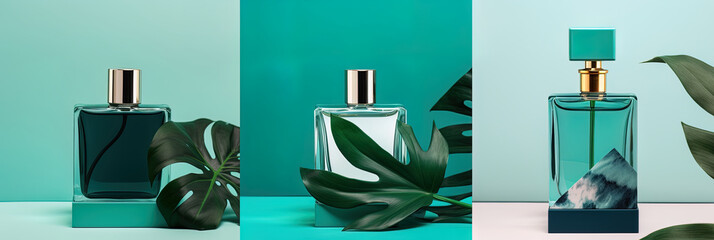 Create a tropical oasis with captivating mockup: fragrance bottle mockup