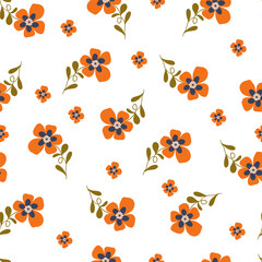 Flowers seamless pattern. Groovy botanica. Modern trendy Matisse minimal style. 