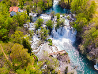 Fototapeta na wymiar Waterfall In Martin Brod Bosnia And Herzegovina