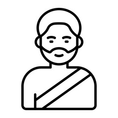 A bearded muslim man wearing ihram to perform umrah. easy to use vector