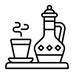 Antique teapot with glass vector design of vintage teapot, premium icon