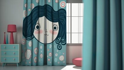 a beautiful, patterned curtain for a pleasant atmosphere in the children's room