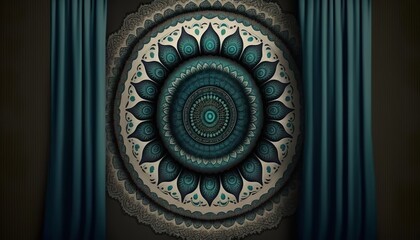 Obraz premium the beautiful, patterned curtain for a pleasant atmosphere in the living room