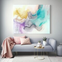 Abstract painting on the wall, created with generative AI