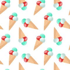 ice cream cone seamless pattern