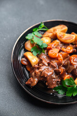 beef bourguignon meat dish with vegetables ready to eat healthy meal food snack on the table copy space food background rustic top view