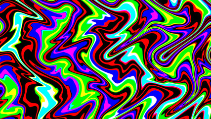 Abstract psychedelic texture, Trippy strip acid pattern. Neon color wavy background