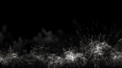 Celebrate a Glamorous New Year with a Sparkling Silver Fireworks Background and Empty Black Copy Space - Digital Art. Generative AI