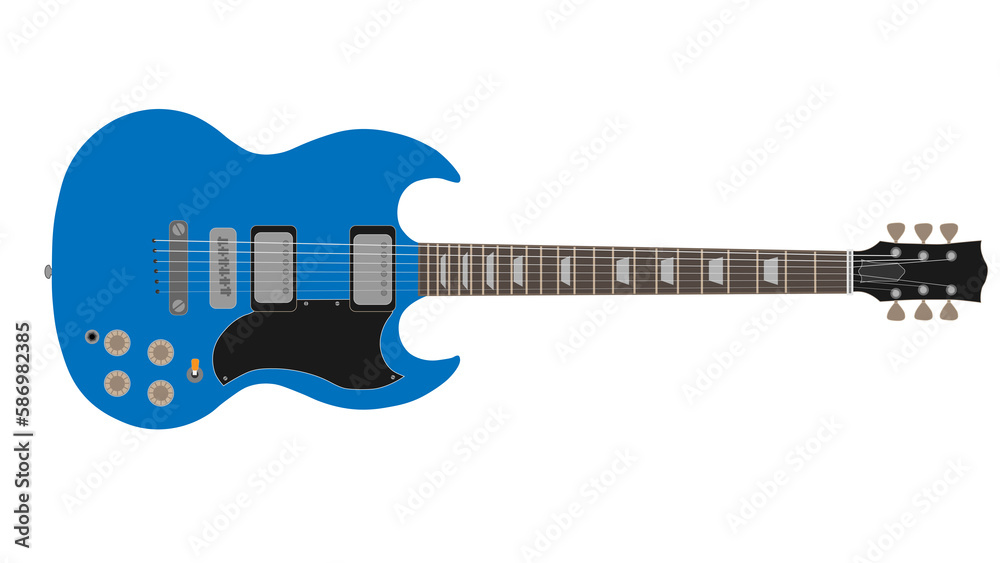 Wall mural The world's greatest electric  prs guitar blue sky color guitar on png white transparent screen background, Vector illustration  - Wall murals