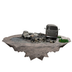 3D animated old car stranded on a small island  riicomp  4