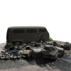 3D animated old car stranded on a small island  riicomp  5
