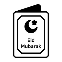 Eid mubarak greeting card in modern style easy to use icon, premium vector