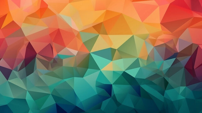 Abstract Delaunay Voronoi trianglify color diagram. Generative AI