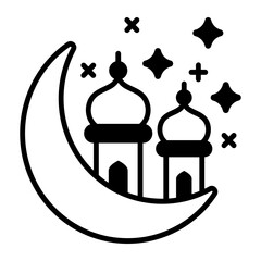 Conceptual vector of ramadan crescent moon, premium icon