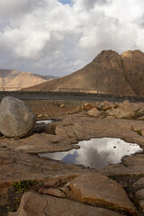 Puddle with sky reflection, Fuerteventura, Spain