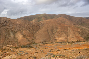 Mountains and a cloudy sky, Fuerteventura, Spain
