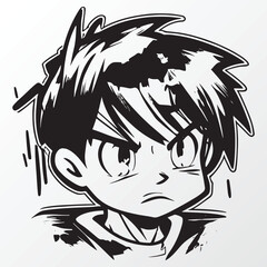 Cartoon man character sketch in anime style