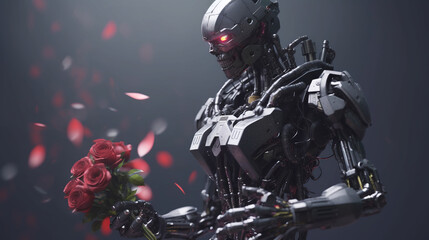 Robot Holding Red Roses 1