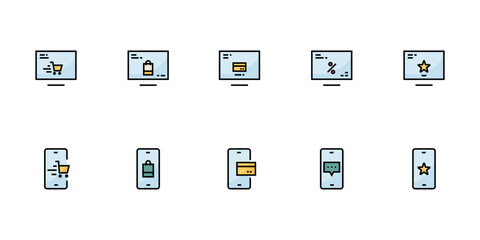 Shopping icon set. Vector illustration.