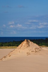 Fototapeta na wymiar Beautiful holiday seaside landscape. Moving dunes in the desert in Slowinski National Park in Leba, Poland.